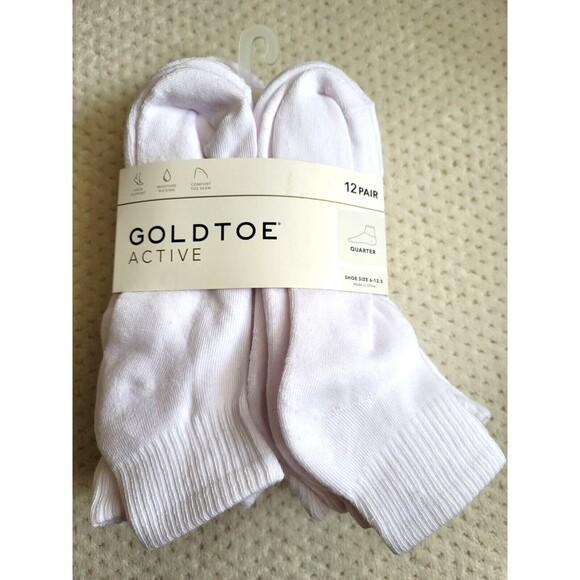 NWT Gold Toe Active 12 PAIRS Men's Athletic Wicking Quarter Socks White - Picture 1 of 1